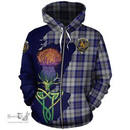 Scottish MacPherson Dress Blue Clan Tartan Crest with Thistle and Scotland Map Tartan Plaid Hoodie Scottish Plaid Tartan Plaid - ScotsTee - scotstee.com