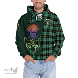 Scottish Wallace Hunting Ancient Clan Tartan Crest with Thistle and Scotland Map Tartan Plaid Hoodie Scottish Plaid Tartan Plaid - ScotsTee - scotstee.com