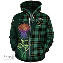 Scottish Wallace Hunting Ancient Clan Tartan Crest with Thistle and Scotland Map Tartan Plaid Hoodie Scottish Plaid Tartan Plaid - ScotsTee - scotstee.com