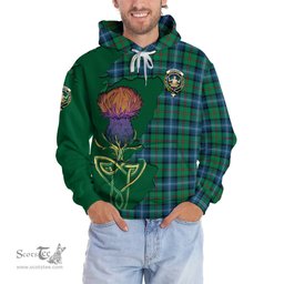 Scottish Urquhart Ancient Clan Tartan Crest with Thistle and Scotland Map Tartan Plaid Hoodie Scottish Plaid Tartan Plaid - ScotsTee - scotstee.com