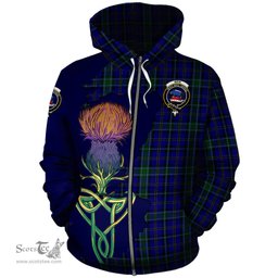 Scottish Weir Clan Tartan Crest with Thistle and Scotland Map Tartan Plaid Hoodie Scottish Plaid Tartan Plaid - ScotsTee - scotstee.com