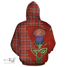 Scottish Robertson Weathered Clan Tartan Crest with Thistle and Scotland Map Tartan Plaid Hoodie Scottish Plaid Tartan Plaid - ScotsTee - scotstee.com