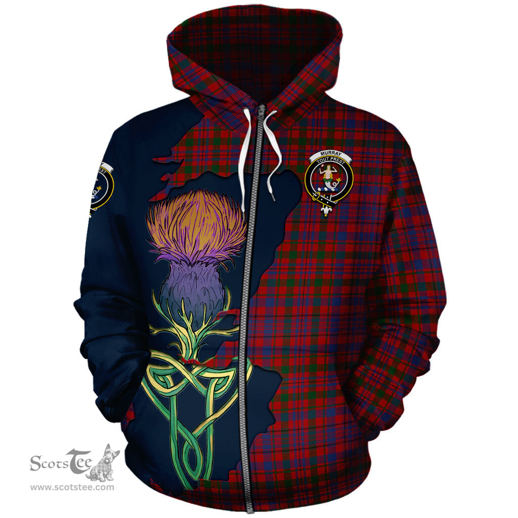 Scottish Murray of Tullibardine Clan Tartan Crest with Thistle and Scotland Map Tartan Plaid Hoodie Scottish Plaid Tartan Plaid - ScotsTee - scotstee.com
