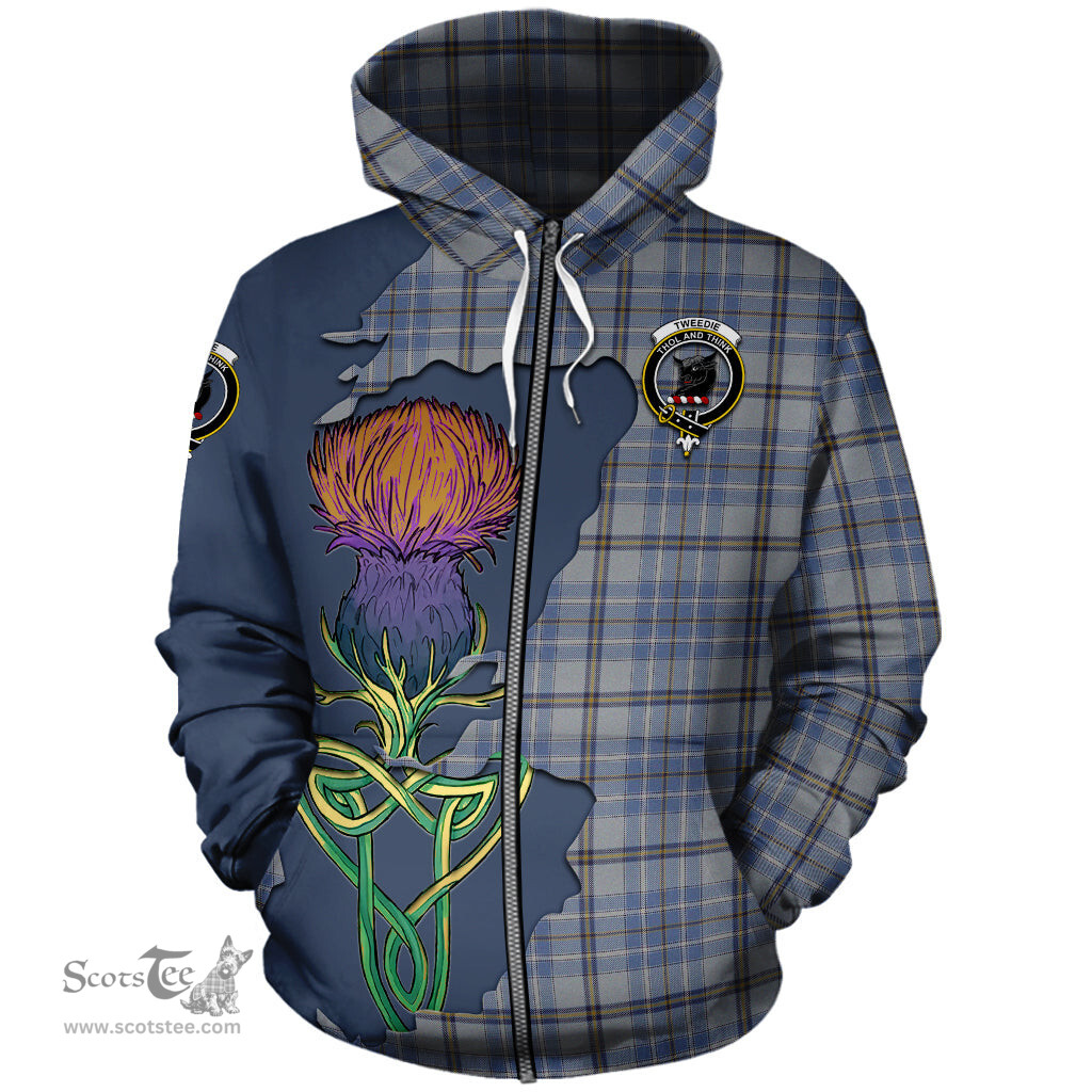Scottish Tweedie Clan Tartan Crest with Thistle and Scotland Map Tartan Plaid Hoodie Scottish Plaid Tartan Plaid - ScotsTee - scotstee.com