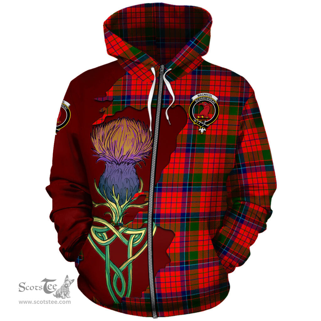 Scottish MacNicol of Scorrybreac Clan Tartan Crest with Thistle and Scotland Map Tartan Plaid Hoodie Scottish Plaid Tartan Plaid - ScotsTee - scotstee.com