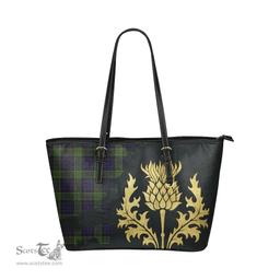 Scottish Newman Clan Tartan Leather Tote Bag - Thistle Royal Style Scottish Plaid Tartan Plaid
