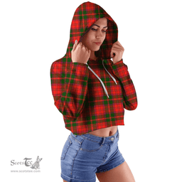 Scottish Crief District Clan Tartan Croptop Hoodie - Classic Scottish Plaid Tartan Plaid