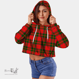 Scottish Crief District Clan Tartan Croptop Hoodie - Classic Scottish Plaid Tartan Plaid