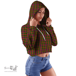 Scottish Nithsdale District Clan Tartan Croptop Hoodie - Classic Scottish Plaid Tartan Plaid