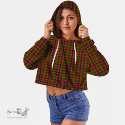 Scottish Nithsdale District Clan Tartan Croptop Hoodie - Classic Scottish Plaid Tartan Plaid