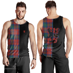 Scottish Auchinleck Clan Tartan Men Tank Top - Lion Rampant Style Scottish Plaid Tartan Plaid