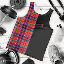 Scottish Cameron of Lochiel Modern Clan Tartan Men Tank Top - Lion Rampant Style Scottish Plaid Tartan Plaid