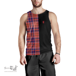 Scottish Cameron of Lochiel Modern Clan Tartan Men Tank Top - Lion Rampant Style Scottish Plaid Tartan Plaid