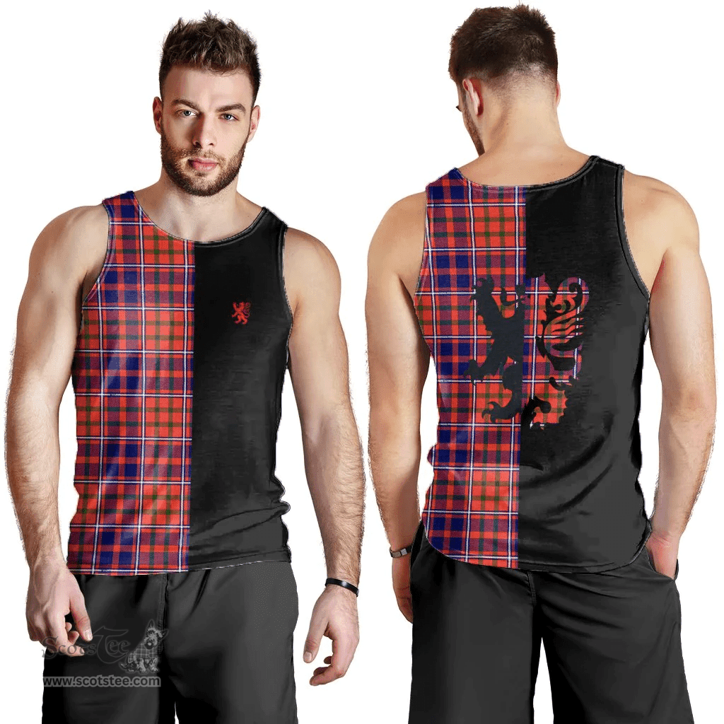 Scottish Cameron of Lochiel Modern Clan Tartan Men Tank Top - Lion Rampant Style Scottish Plaid Tartan Plaid