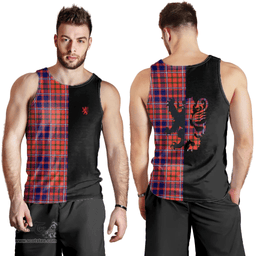 Scottish Cameron of Lochiel Modern Clan Tartan Men Tank Top - Lion Rampant Style Scottish Plaid Tartan Plaid