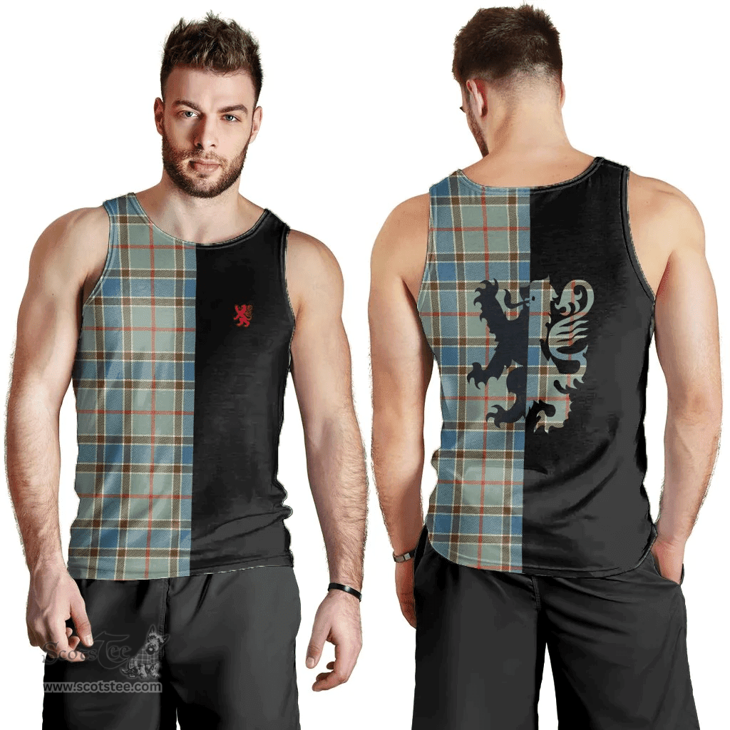 Scottish Balfour Blue Clan Tartan Men Tank Top - Lion Rampant Style Scottish Plaid Tartan Plaid