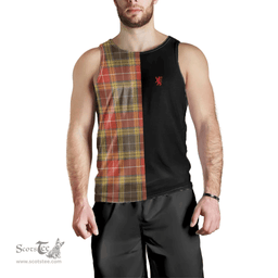 Scottish Buchanan Old Set Weathered Clan Tartan Men Tank Top - Lion Rampant Style Scottish Plaid Tartan Plaid