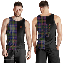 Scottish Cameron of Erracht Modern Clan Tartan Men Tank Top - Lion Rampant Style Scottish Plaid Tartan Plaid