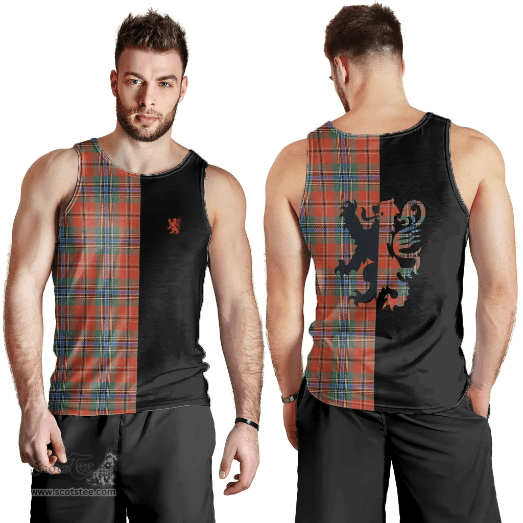 Scottish MacLean of Duart Ancient Clan Tartan Men Tank Top - Lion Rampant Style Scottish Plaid Tartan Plaid