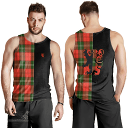 Scottish Gartshore Clan Tartan Men Tank Top - Lion Rampant Style Scottish Plaid Tartan Plaid