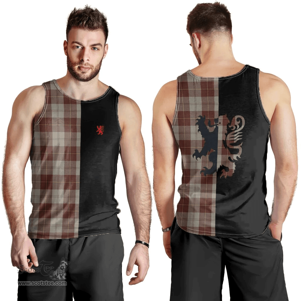 Scottish Cunningham Burgundy Dancers Clan Tartan Men Tank Top - Lion Rampant Style Scottish Plaid Tartan Plaid