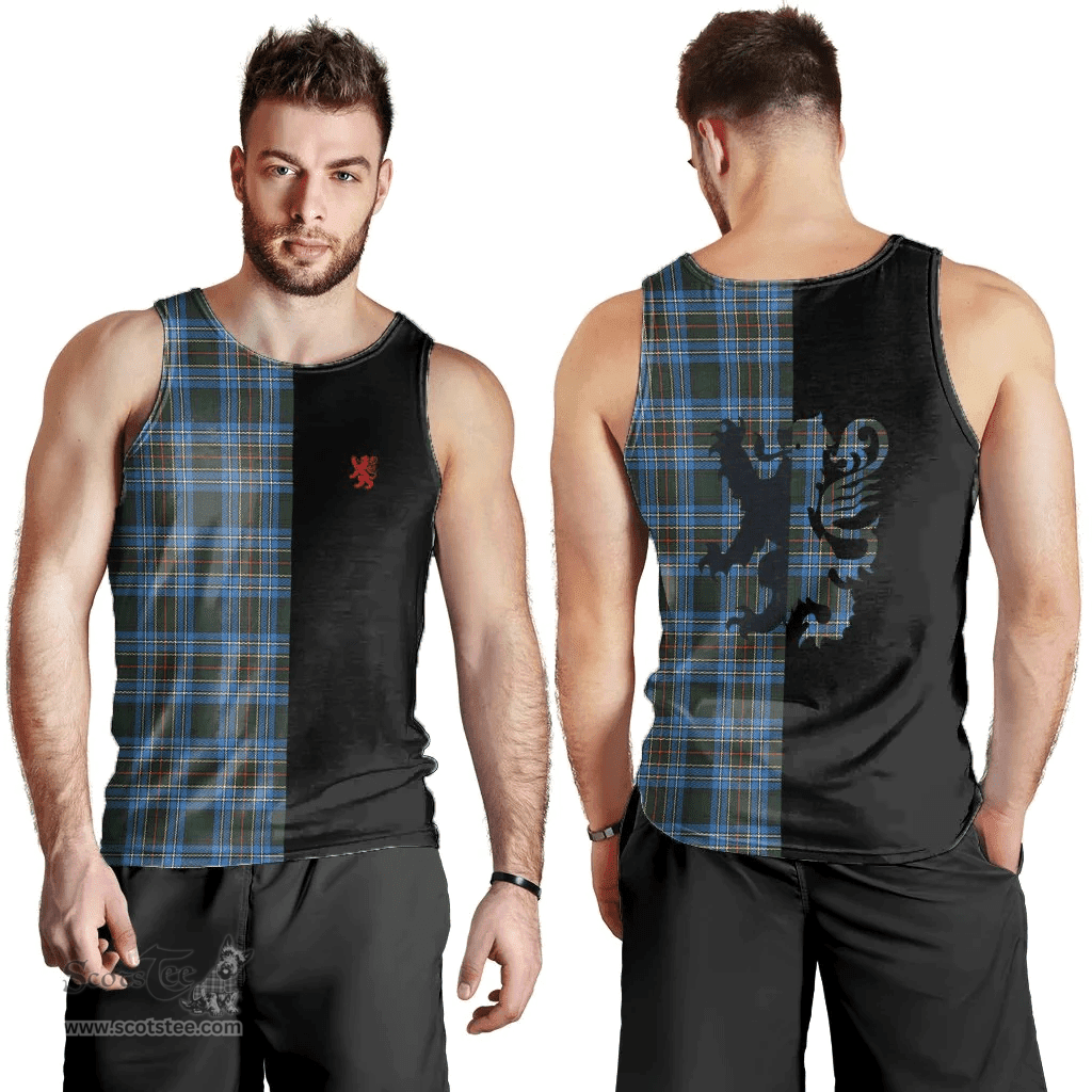 Scottish Cockburn Modern Clan Tartan Men Tank Top - Lion Rampant Style Scottish Plaid Tartan Plaid