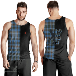 Scottish Cockburn Modern Clan Tartan Men Tank Top - Lion Rampant Style Scottish Plaid Tartan Plaid