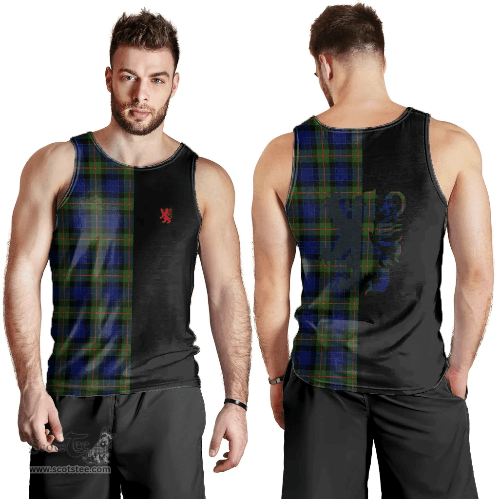 Scottish Gunn Modern Clan Tartan Men Tank Top - Lion Rampant Style Scottish Plaid Tartan Plaid