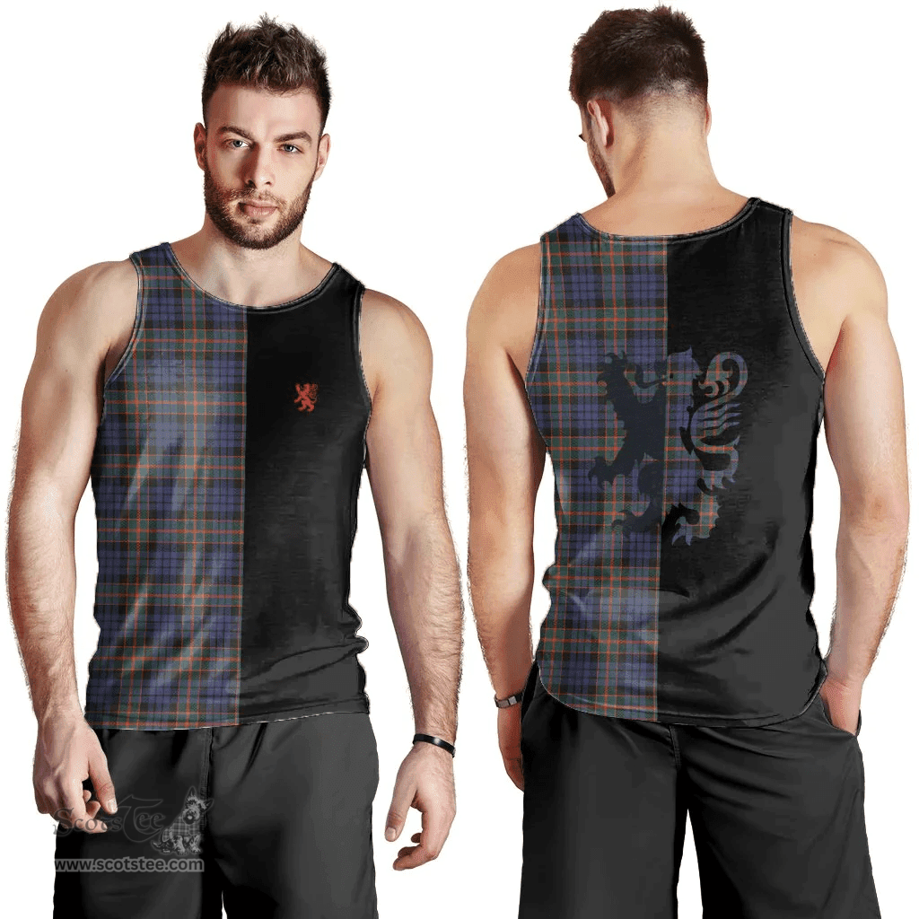 Scottish Fletcher of Dunans Clan Tartan Men Tank Top - Lion Rampant Style Scottish Plaid Tartan Plaid