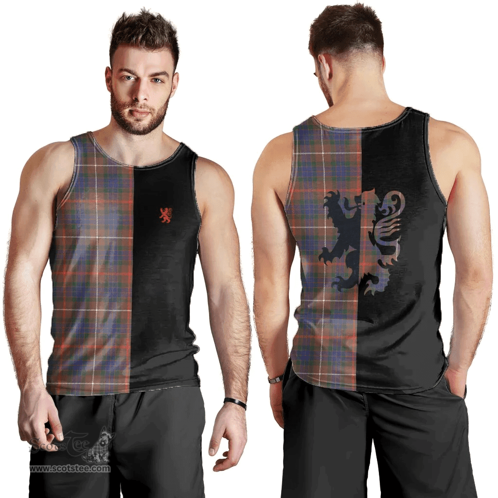 Scottish Fraser Hunting Modern Clan Tartan Men Tank Top - Lion Rampant Style Scottish Plaid Tartan Plaid