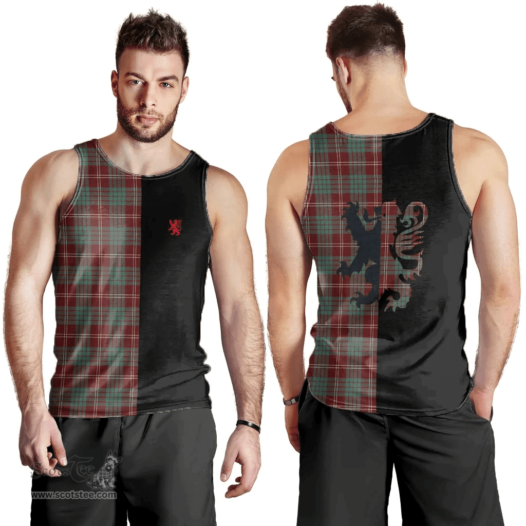 Scottish Crawford Modern Clan Tartan Men Tank Top - Lion Rampant Style Scottish Plaid Tartan Plaid