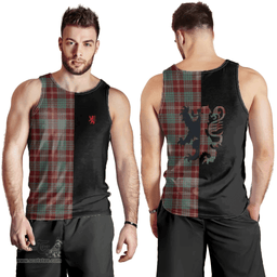 Scottish Crawford Modern Clan Tartan Men Tank Top - Lion Rampant Style Scottish Plaid Tartan Plaid