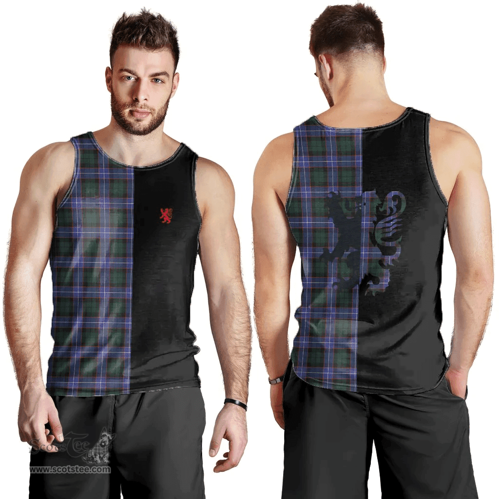 Scottish Guthrie Modern Clan Tartan Men Tank Top - Lion Rampant Style Scottish Plaid Tartan Plaid