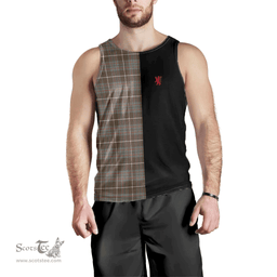 Scottish MacIntyre Hunting Weathered Clan Tartan Men Tank Top - Lion Rampant Style Scottish Plaid Tartan Plaid