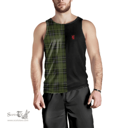 Scottish MacLean Hunting Clan Tartan Men Tank Top - Lion Rampant Style Scottish Plaid Tartan Plaid