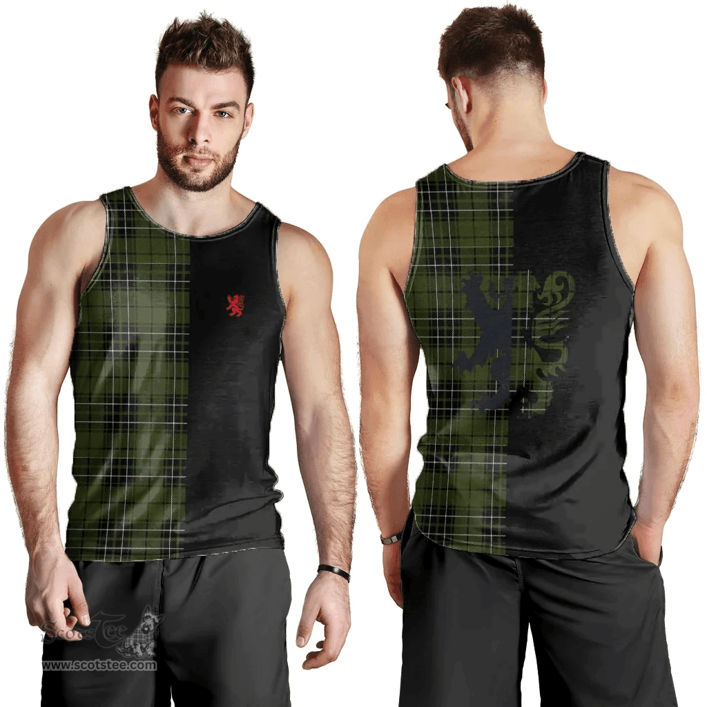 Scottish MacLean Hunting Clan Tartan Men Tank Top - Lion Rampant Style Scottish Plaid Tartan Plaid