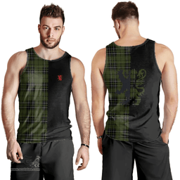 Scottish MacLean Hunting Clan Tartan Men Tank Top - Lion Rampant Style Scottish Plaid Tartan Plaid