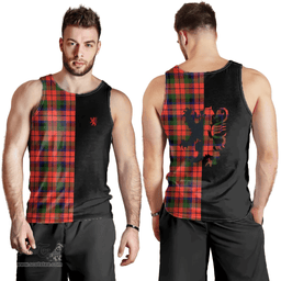 Scottish MacNaughton Modern Clan Tartan Men Tank Top - Lion Rampant Style Scottish Plaid Tartan Plaid