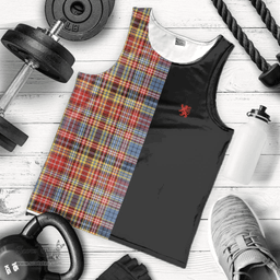 Scottish Ogilvie of Airlie Ancient Clan Tartan Men Tank Top - Lion Rampant Style Scottish Plaid Tartan Plaid
