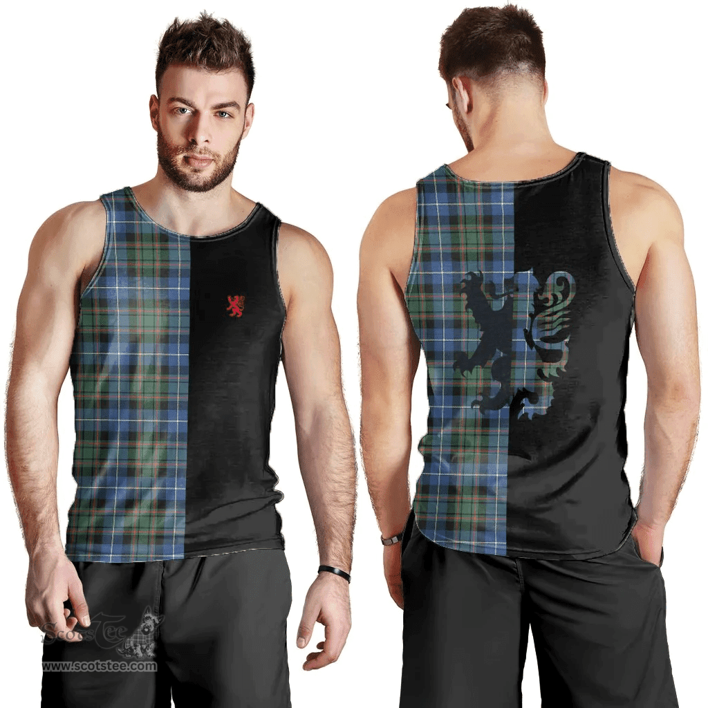 Scottish MacRae Hunting Ancient Clan Tartan Men Tank Top - Lion Rampant Style Scottish Plaid Tartan Plaid