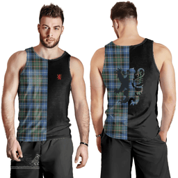 Scottish MacRae Hunting Ancient Clan Tartan Men Tank Top - Lion Rampant Style Scottish Plaid Tartan Plaid