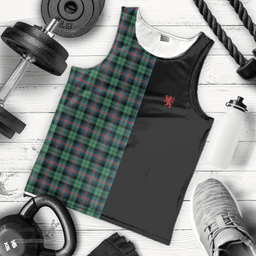 Scottish Urquhart Broad Red Ancient Clan Tartan Men Tank Top - Lion Rampant Style Scottish Plaid Tartan Plaid