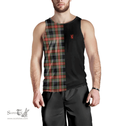 Scottish Stewart Black Clan Tartan Men Tank Top - Lion Rampant Style Scottish Plaid Tartan Plaid