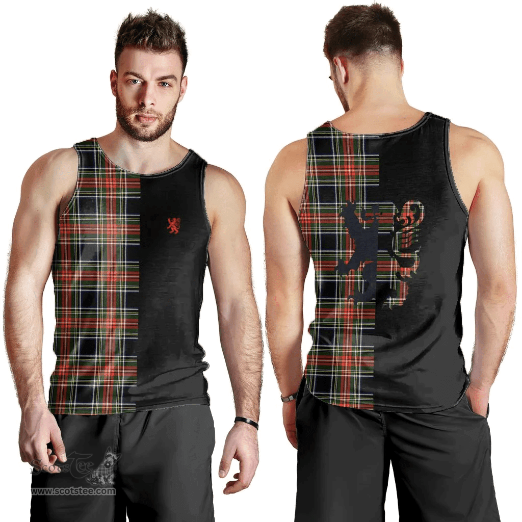 Scottish Stewart Black Clan Tartan Men Tank Top - Lion Rampant Style Scottish Plaid Tartan Plaid