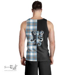 Scottish Stewart Muted Blue Clan Tartan Men Tank Top - Lion Rampant Style Scottish Plaid Tartan Plaid