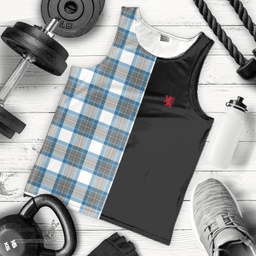 Scottish Stewart Muted Blue Clan Tartan Men Tank Top - Lion Rampant Style Scottish Plaid Tartan Plaid