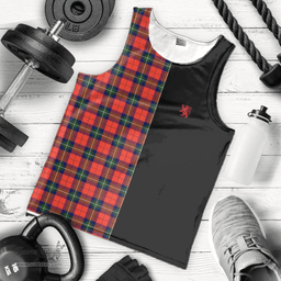Scottish Ruthven Modern Clan Tartan Men Tank Top - Lion Rampant Style Scottish Plaid Tartan Plaid