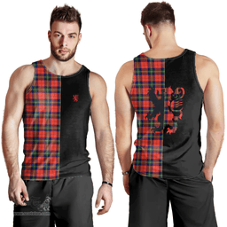 Scottish Ruthven Modern Clan Tartan Men Tank Top - Lion Rampant Style Scottish Plaid Tartan Plaid