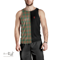 Scottish Menzies Green Ancient Clan Tartan Men Tank Top - Lion Rampant Style Scottish Plaid Tartan Plaid