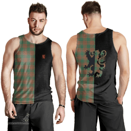 Scottish Menzies Green Ancient Clan Tartan Men Tank Top - Lion Rampant Style Scottish Plaid Tartan Plaid